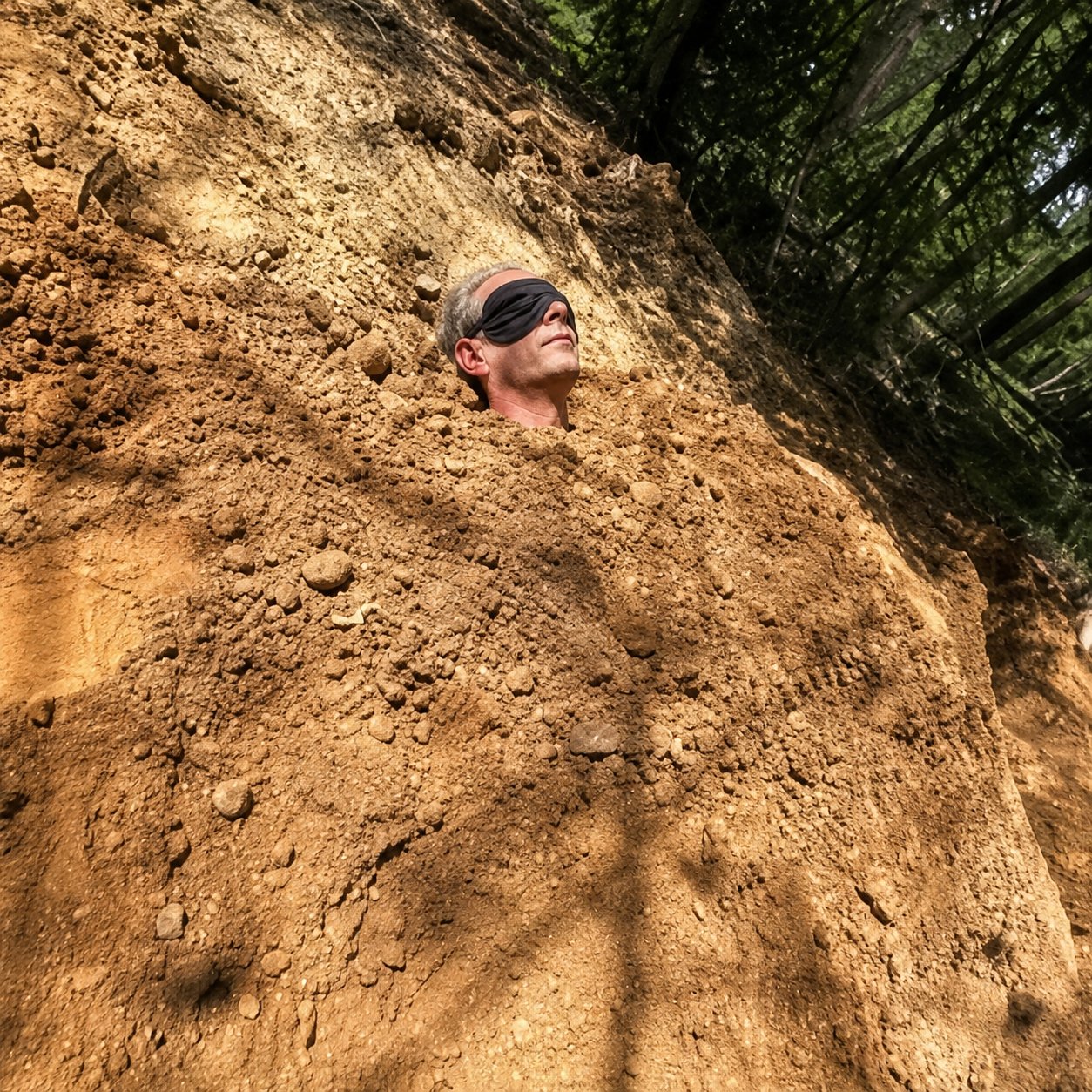 Randy resting in the soil during an earth-grounding ceremony